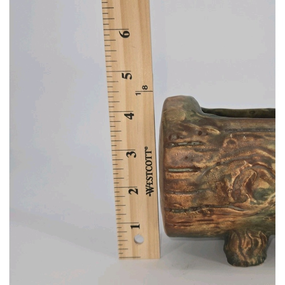 Antique Weller Pottery Woodcraft Oak Leaf Faux Bois Log Planter 1920s 10" - Picture 8 of 8
